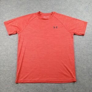 Under Armour Shirt Mens Medium Red HeatGear Raglan Short Sleeve Athletic Top